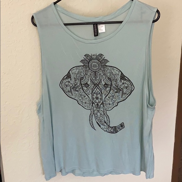 Sleeveless T-shirt with elephant print - Picture 1 of 4